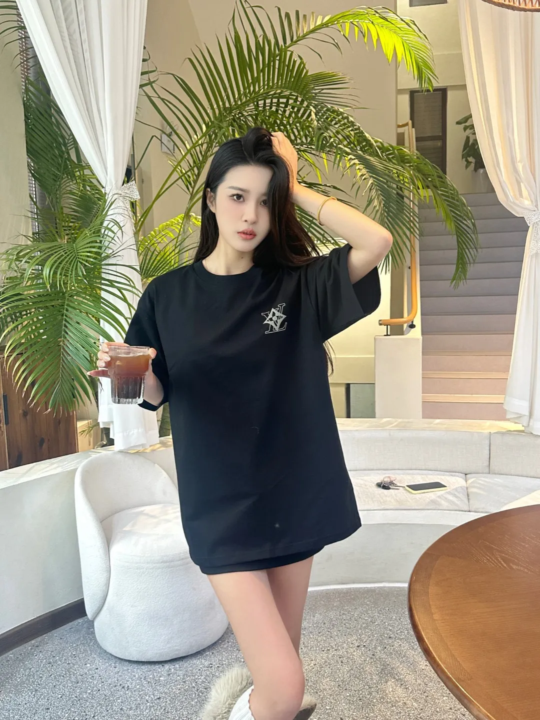 Louis Vuitton/Louis Vuitton back four-leaf clover signature foam printed short sleeves